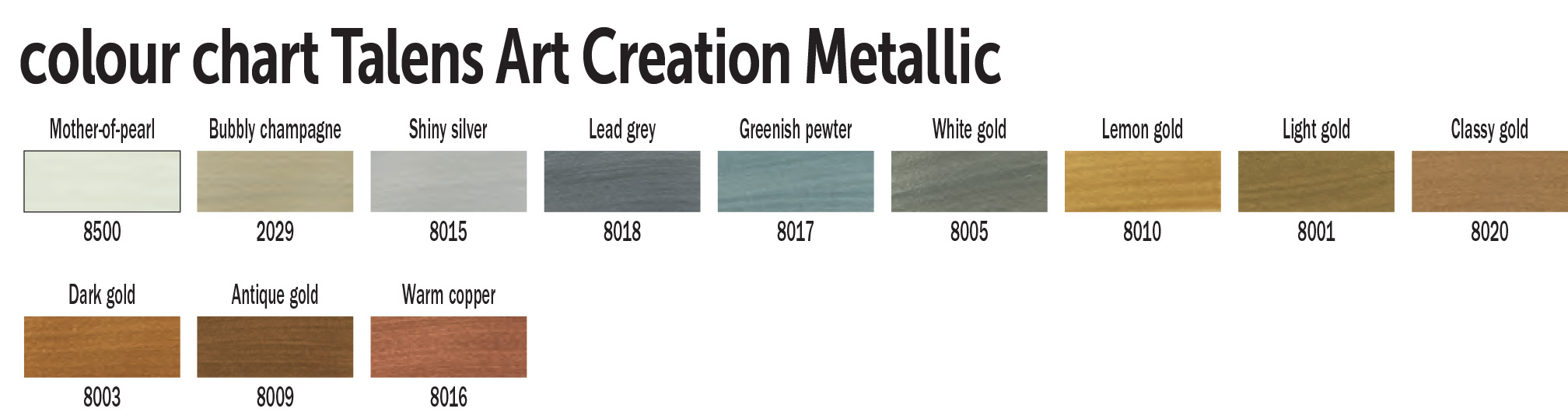 TAC Metallic colour chart